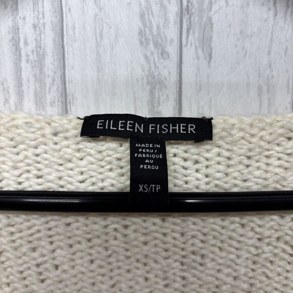 Womens Size XS Eileen Fisher Oversized Ivory V Neck Sweater EUC - Picture 2 of 6